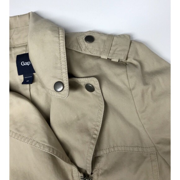 GAP Women’s Full Zip Biker Jacket Size XS Solid Khaki Beige Long Sleeves EUC - Picture 4 of 12